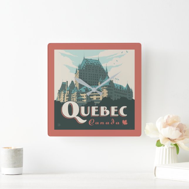 Quebec Canada | Château Frontenac Square Wall Clock (Home)