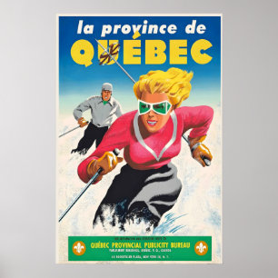 Quebec Canada Mountains Winter Sport Skiing Poster