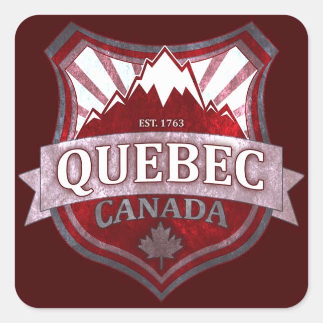 Quebec Canada red grunge shield square stickers (Front)
