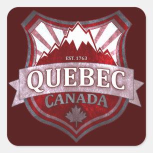 Quebec Canada red grunge shield square stickers