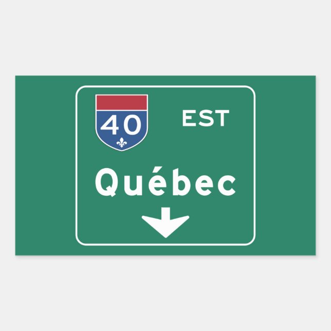 Quebec, Canada Road Sign Rectangular Sticker (Front)