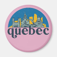 Quebec Canada Vintage City Skyline Cityscape Art