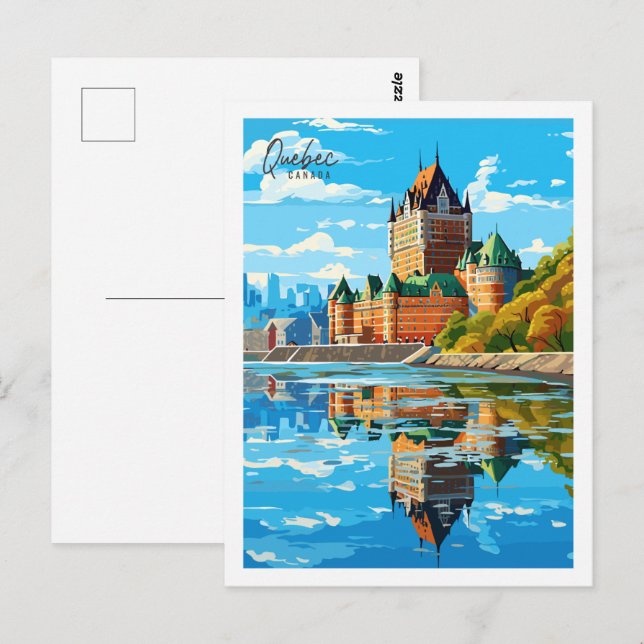 Quebec Canada vintage travel place illustration Postcard (Front/Back)