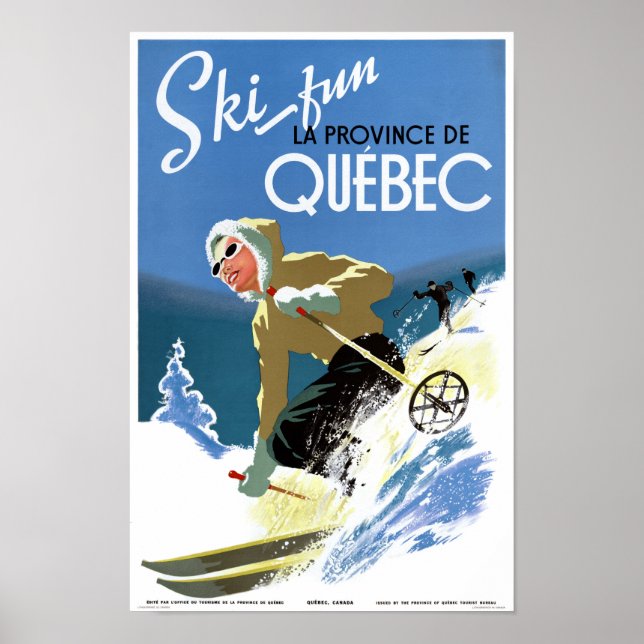 Quebec Canada Vintage Travel Poster Restored (Front)