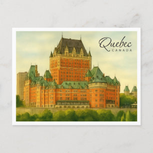 Quebec Canada Vintage Watercolor Travel Holiday Postcard