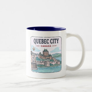 Quebec City Canada Simple City Skyline Two-Tone Coffee Mug