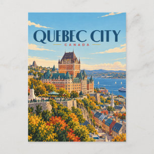 Quebec City Canada Vintage Travel Art Postcard