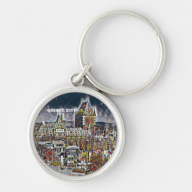 QUEBEC CITY COMIC POP ART TRAVEL Keychain (Front)