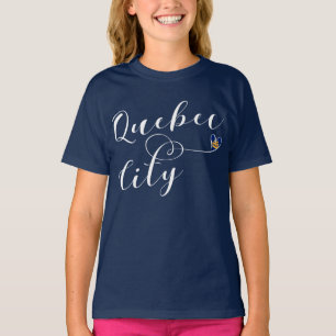 Quebec City Flag In Heart T-Shirt
