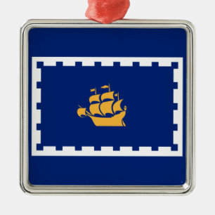 Quebec City Flag (Québec, Canada) Metal Tree Decoration
