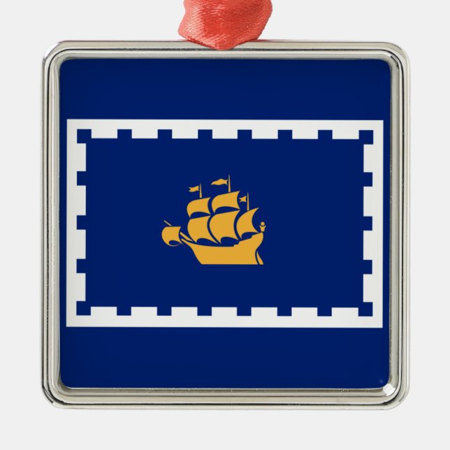 Quebec City Flag (Québec, Canada) Metal Tree Decoration (Front)