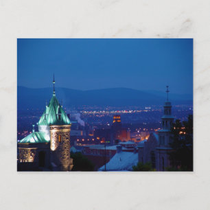Quebec City Gate Overlook At Night Canada Postcard