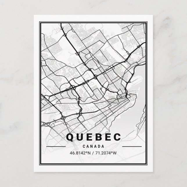 Quebec City Quebec Canada Travel City Map Postcard (Front)