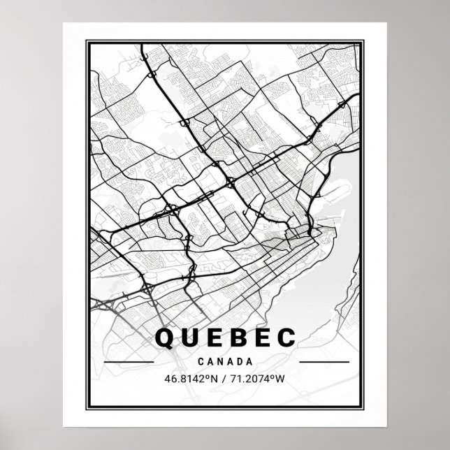 Quebec City Quebec Canada Travel City Map Poster (Front)