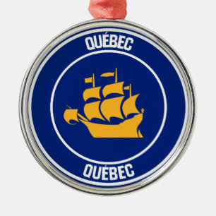 Quebec City Round Emblem Metal Tree Decoration