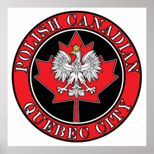 Quebec City Round Polish Canadian Leaf Poster