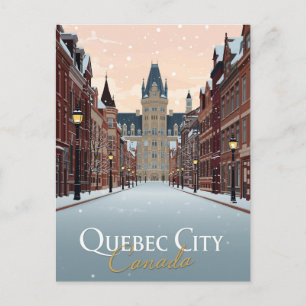 Quebec City Winter Street View Postcard