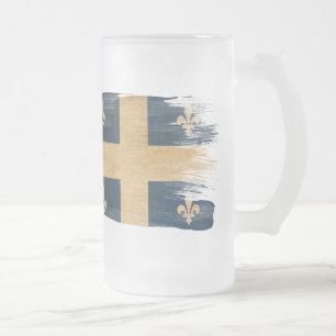 Quebec Flag Frosted Glass Beer Mug