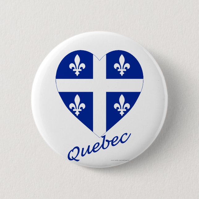 Quebec Flag Heart with Name 6 Cm Round Badge (Front)