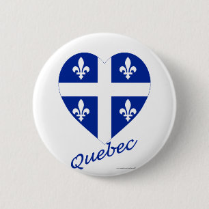 Quebec Flag Heart with Name 6 Cm Round Badge