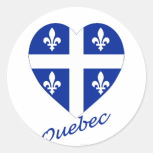 Quebec Flag Heart with Name Classic Round Sticker