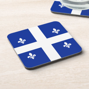Quebec Flag PQ Qc with fleur de lys Coaster