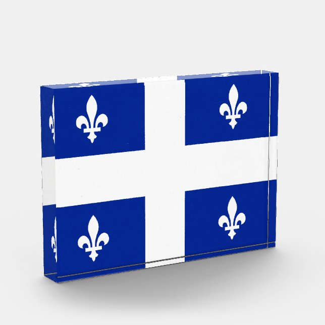Quebec flag PQ Qc with fleurs de lys Photo Block (Left)