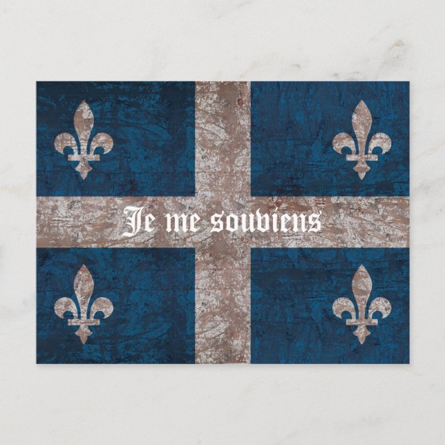 Quebec - grunge flag with motto - classic look postcard (Front)