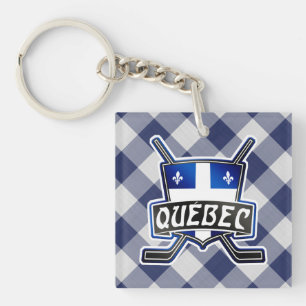 Quebec Hockey Flag Logo Key Ring
