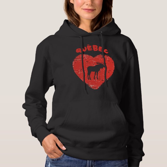 Quebec   Love Moose Heart Hoodie (Front)