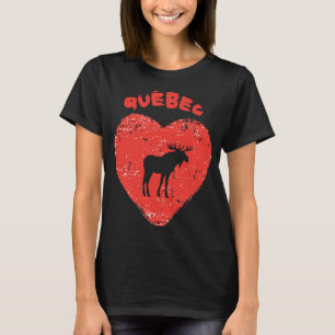 Quebec   Love Moose Heart T-Shirt