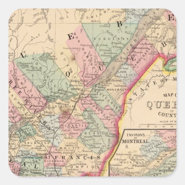 Quebec Map by Mitchell Square Sticker (Front)