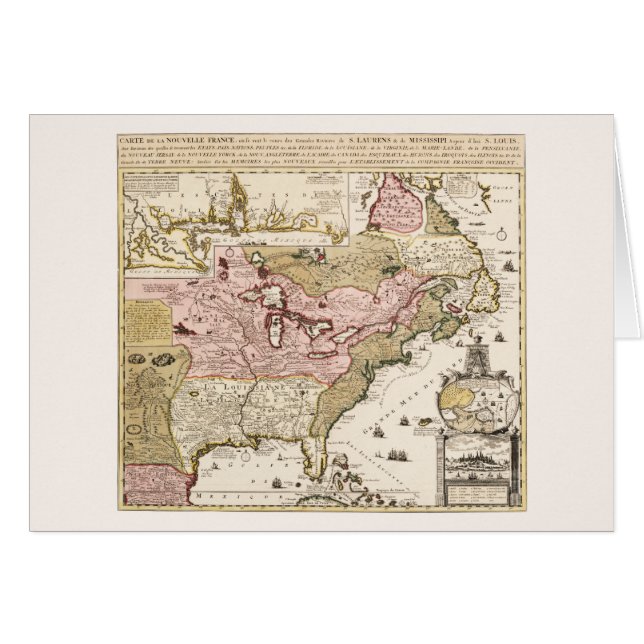 Quebec/Nouvelle-France mediaeval french map Americ (Front Horizontal)