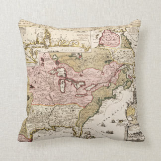 Quebec/Nouvelle-France mediaeval french map Americ Cushion