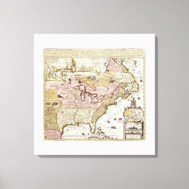 Quebec/Nouvelle-France mediaeval french map Canvas Print (Front)