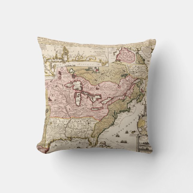 Quebec/Nouvelle-France mediaeval french map Cushion (Front)