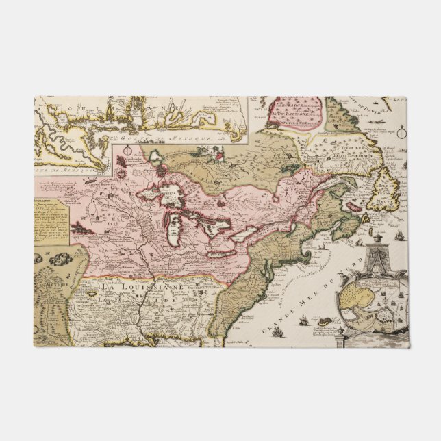 Quebec/Nouvelle-France mediaeval french map Doormat (Front)