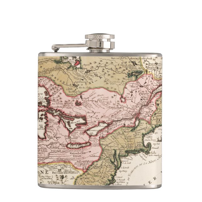 Quebec/Nouvelle-France mediaeval french map Hip Flask (Front)