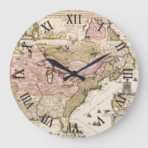 Quebec/Nouvelle-France mediaeval french map Large Clock