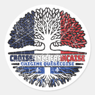 Quebec Quebec French France Tree Roots Flag Classic Round Sticker