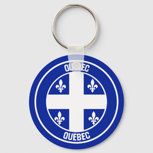 Quebec Round Emblem Key Ring (Front)