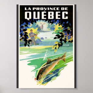 Quebec Travel Poster of Fisherman and Trout