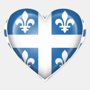 Quebecois Heart Flag with Star Burst Sticker