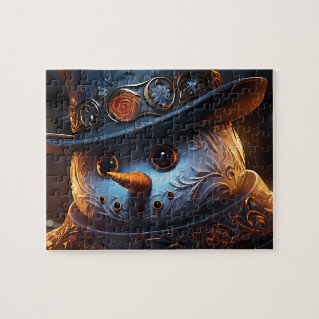 Quebra-Cabeça (Puzzle) Boneco de Neve Estiloso Jigsaw Puzzle (Horizontal)