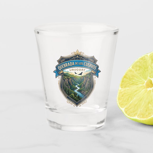 Quebrada de los Cuervos Uruguay Shot Glass (Front)