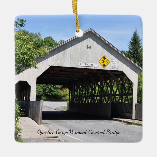 Quechee Gorge Cover Bridge - Ceramic Ornament (Front)