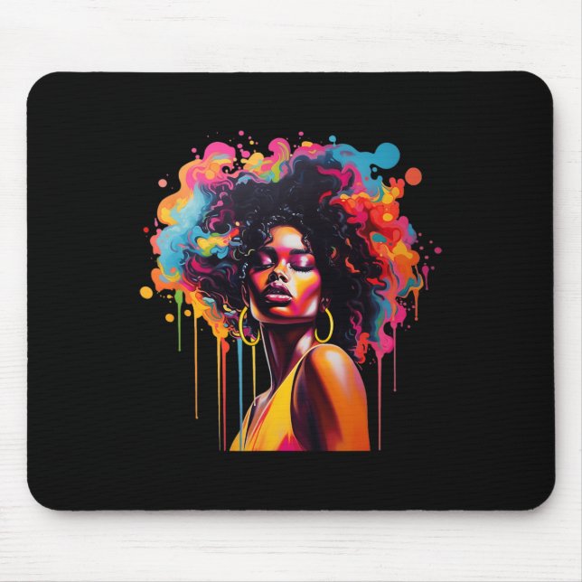 Queen Afro Melanin Dripping Juneteenth African  Mouse Mat (Front)