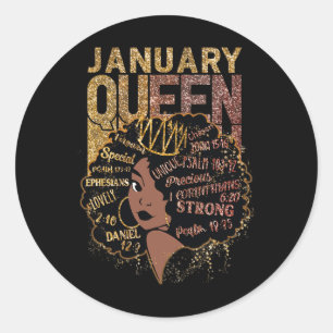 Queen Afro Melanin Girl Pray Birthday Black Histor Classic Round Sticker
