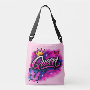 Queen Airbrush Graffiti Crown & Butterfly Tote Bag