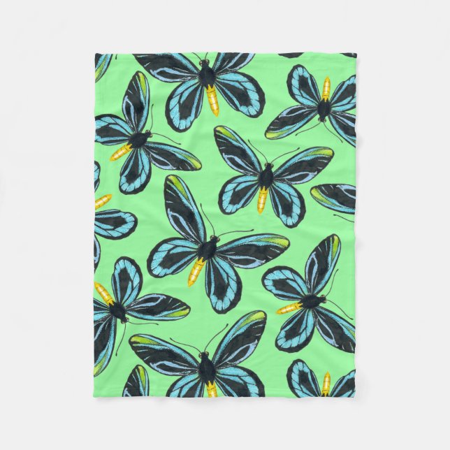 Queen Alexandra' s birdwing butterfly pattern Fleece Blanket (Front)
